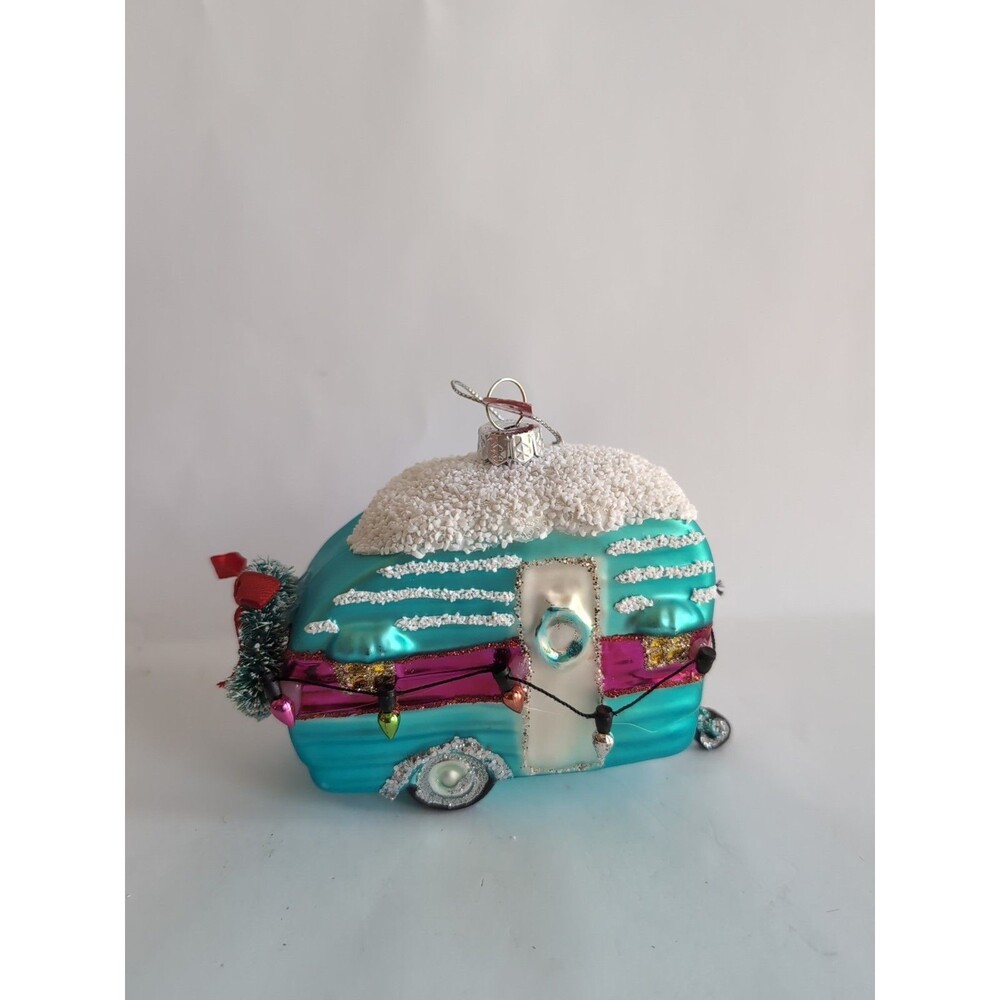 RV CAMPER Christmas Tree ORNAMENT Blown Glass Airstream